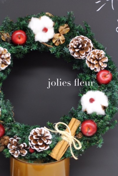 JOLIES　FLEUR　クリスマスリースレッスン